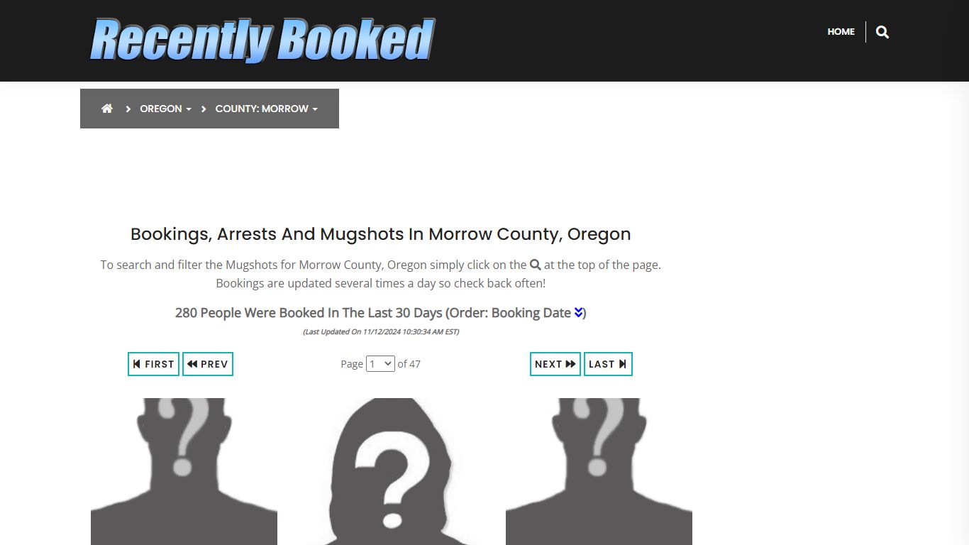 Bookings, Arrests and Mugshots in Morrow County, Oregon - Recently Booked