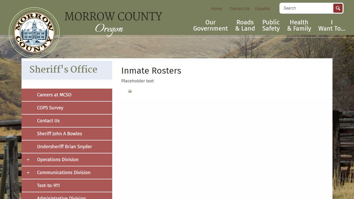 Inmate Rosters - Morrow County, Oregon