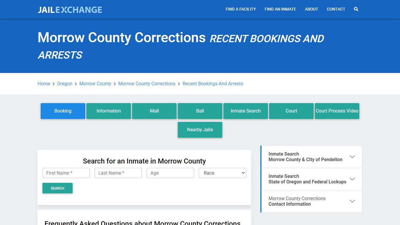 Morrow County Corrections Recent Bookings And Arrests - Jail Exchange