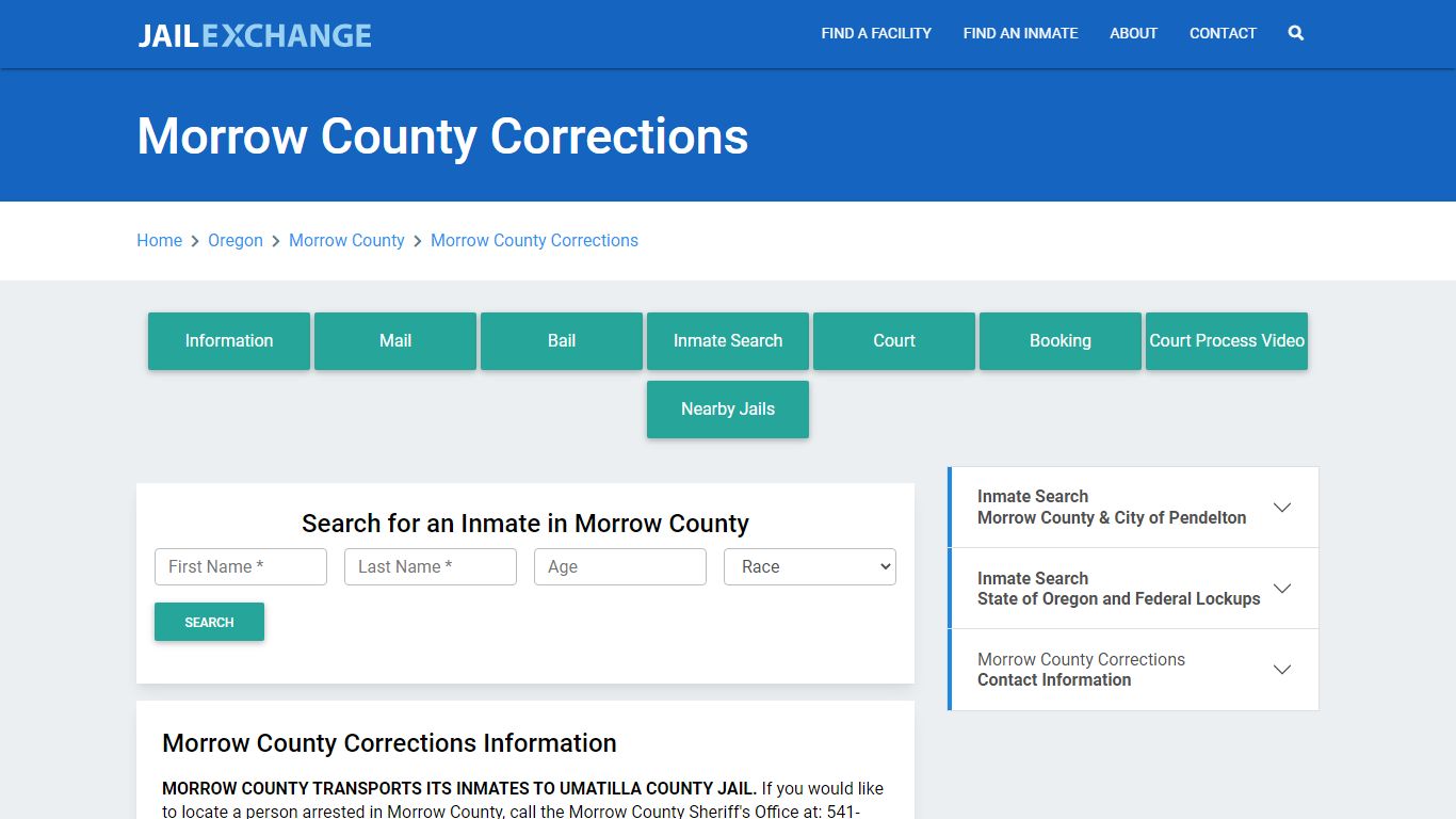 Morrow County Corrections Roster Lookup, OR, Inmate Search - Jail Exchange